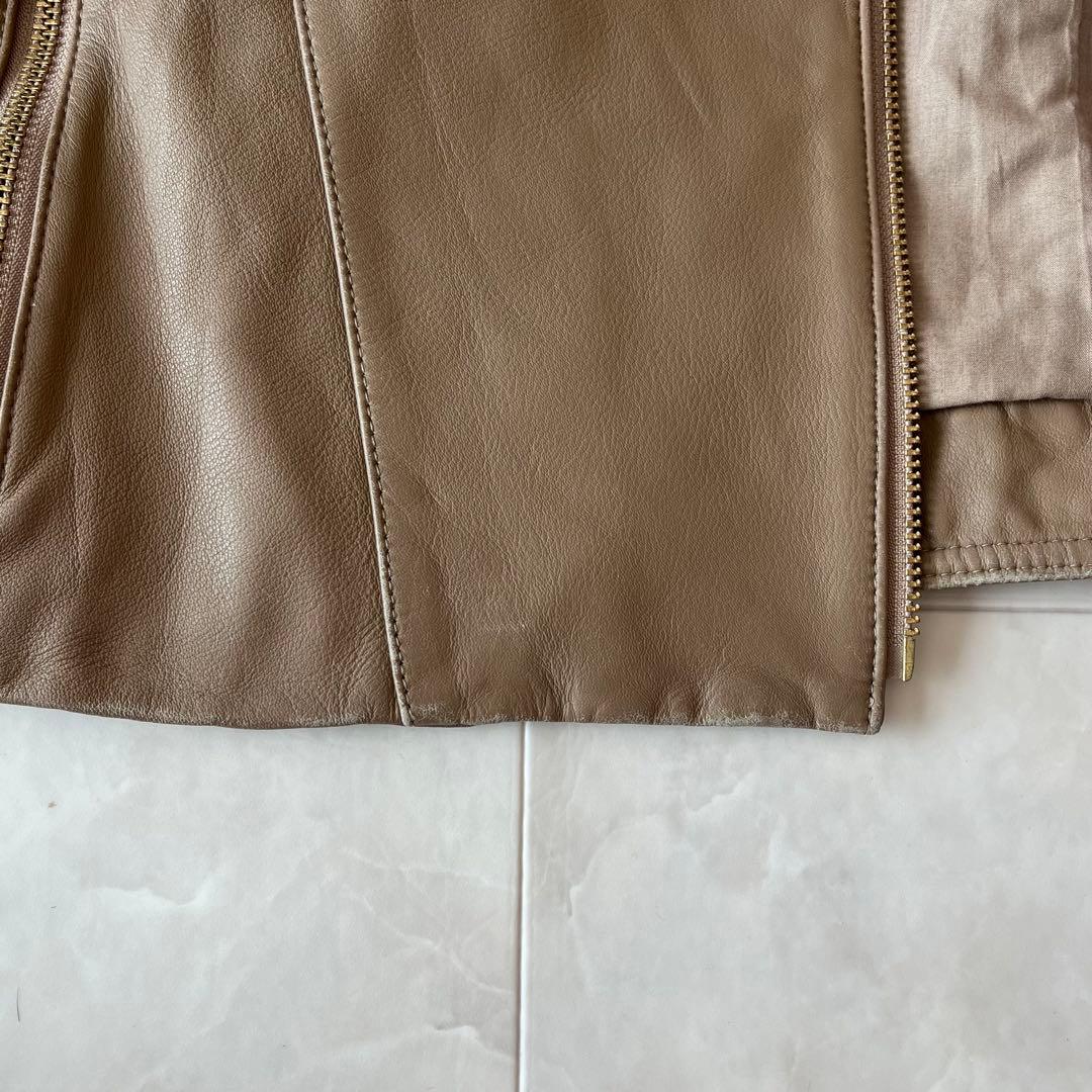 NOBLEノーブル　ソフトラムレザー　ライダースブルゾン　本革羊革ベージュ　34