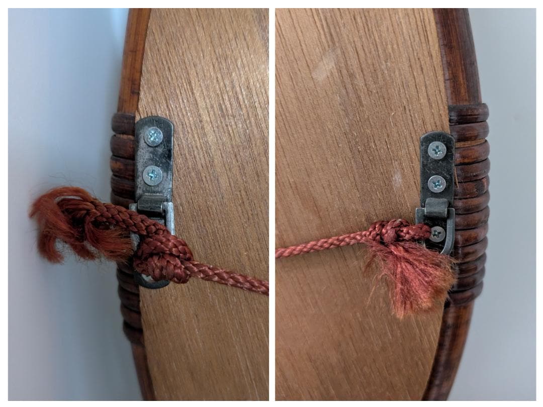 ラタン ウォールミラー 円形 大きめ 丸 壁掛け鏡 ビンテージ ブラウン