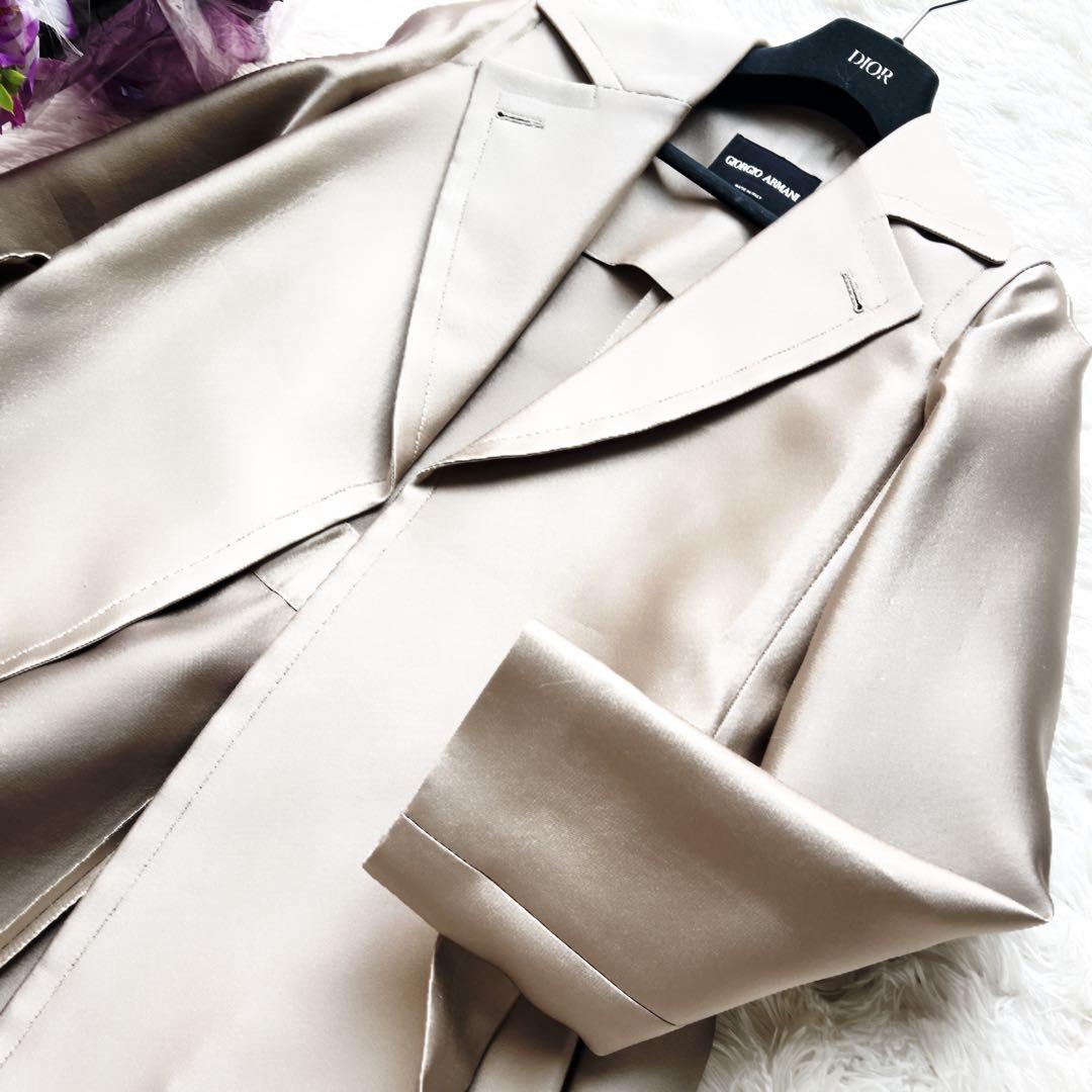 美品　GIORGIOARMANIアルマーニ　シルク　トレンチコート 上品な光沢感