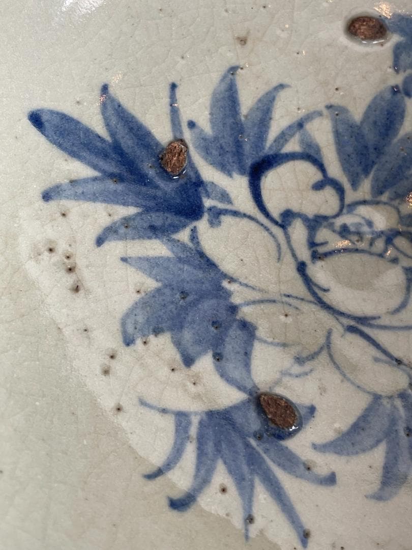 中国 美術 唐物 古玩 宋 元 明 清期 古染付 青絵 青花 大鉢 深鉢 牡丹