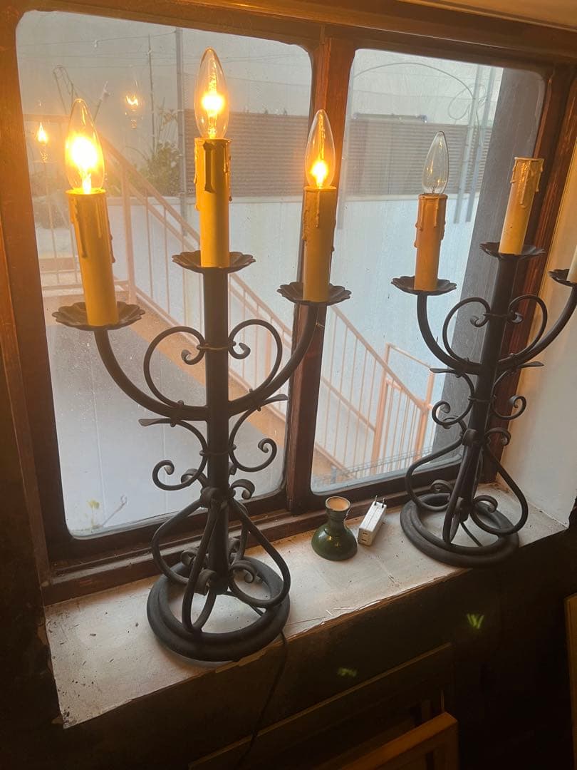 燭台形　テーブルランプ　3灯　ビンテージ　アンティーク