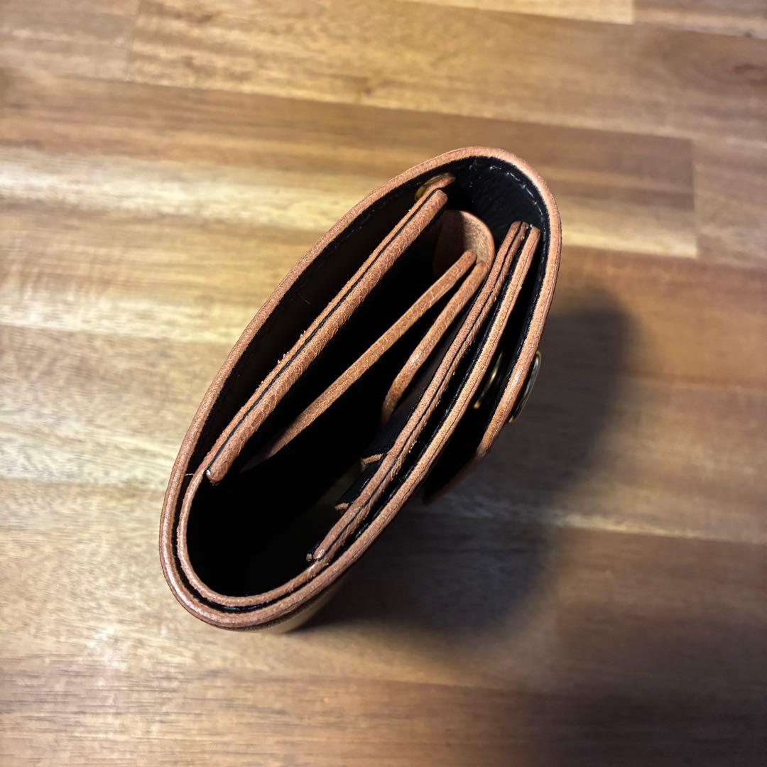 ショートトラッカーウォレット　栃木レザー　オイルレザー　丘染めブラック