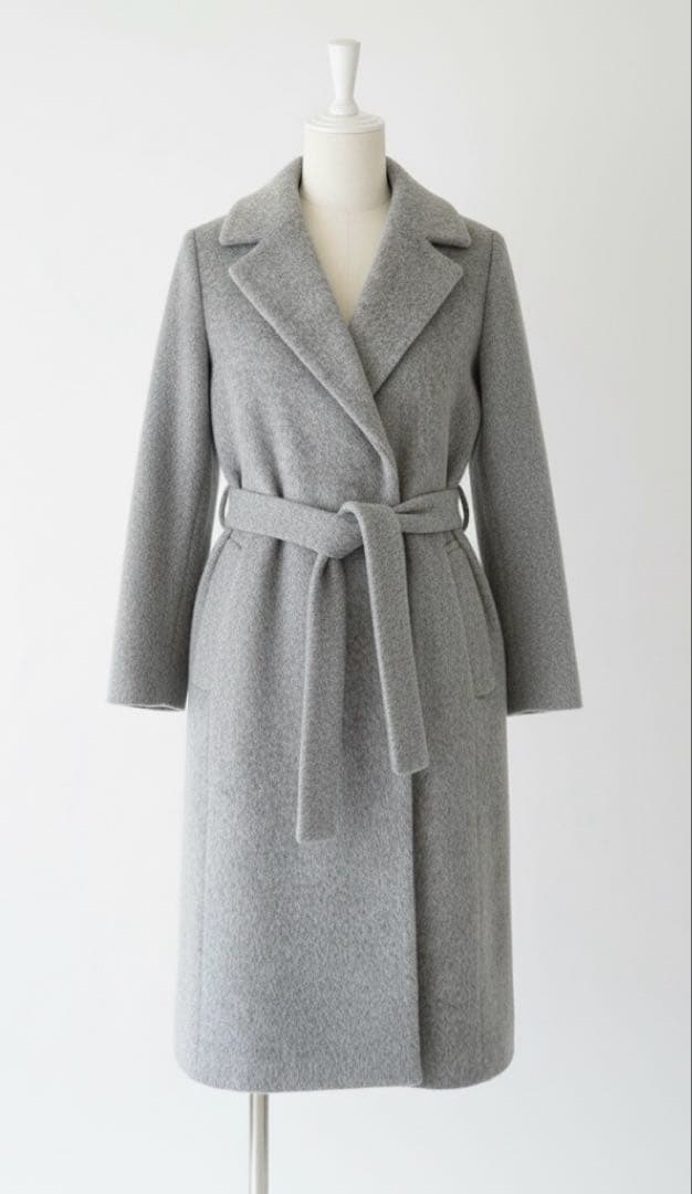 超美品 feerique アルパカ混 厚手 ロングコート グレー 2