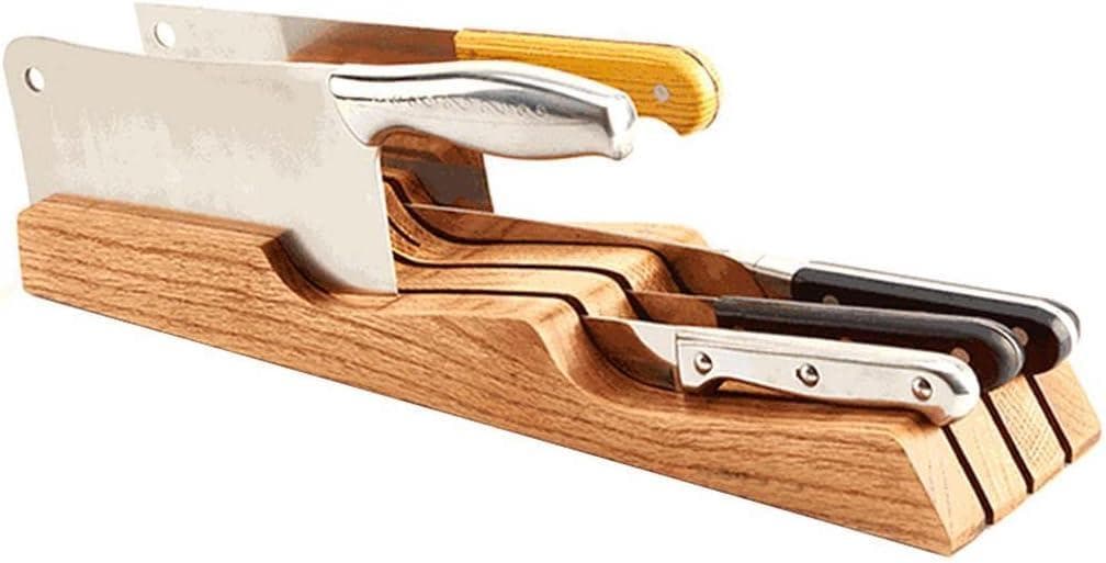 【滑り止め付き】 7本用包丁立て 木製 キッチン収納