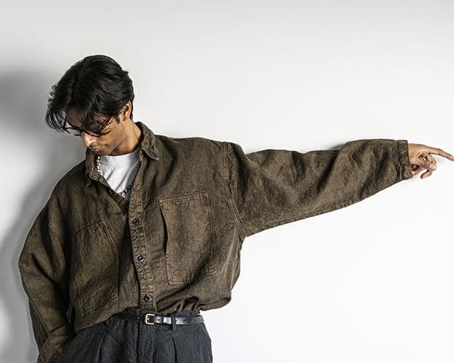 専用ts様　CONFECT リネン デニム 墨染め ワークシャツ