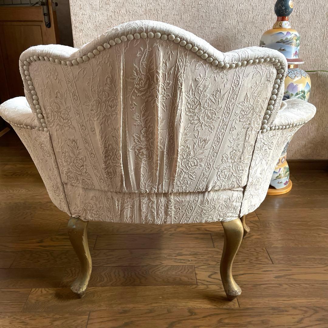 【商品】ヴィンテージ　猫足　シェル型　ソファチェア　撮影用