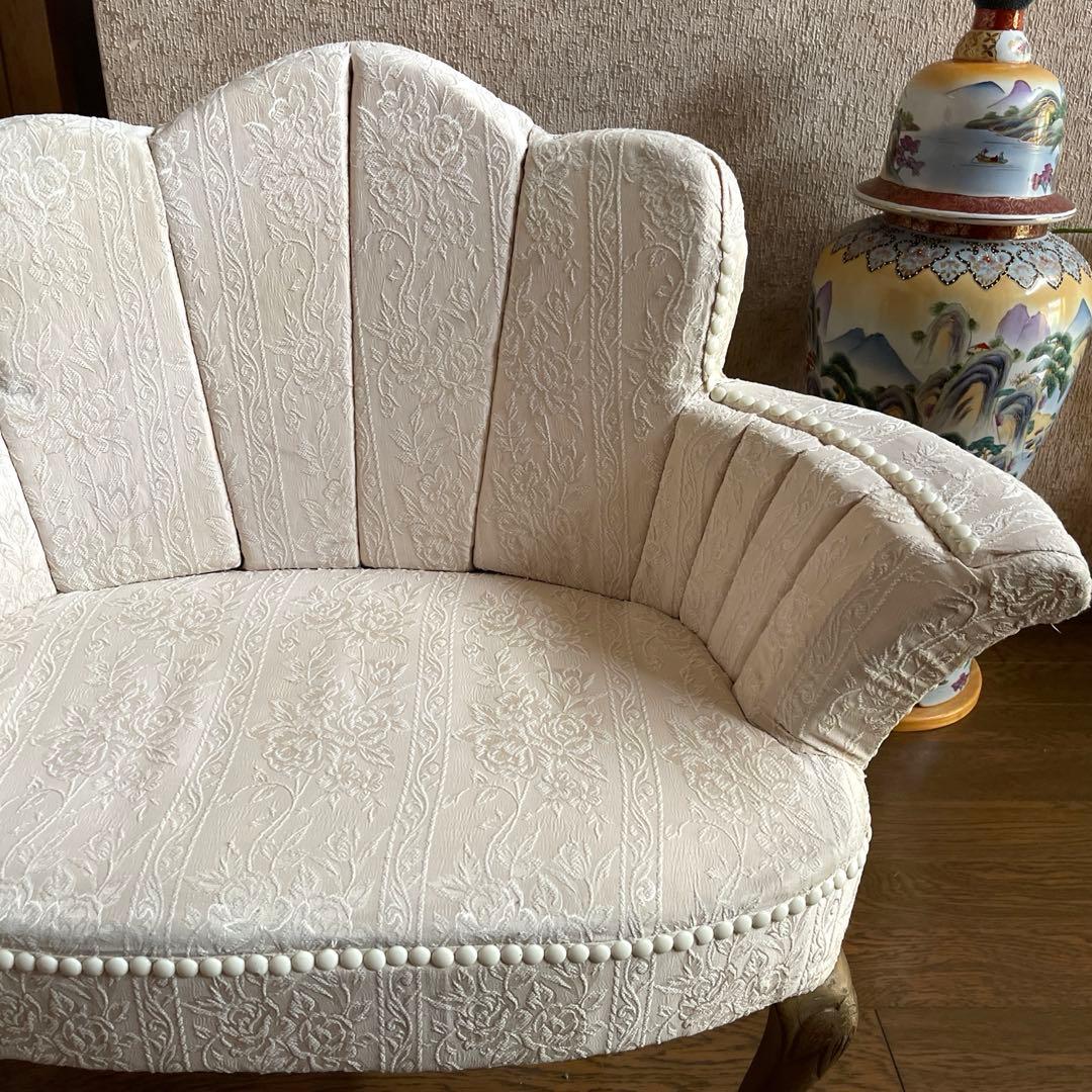 【商品】ヴィンテージ　猫足　シェル型　ソファチェア　撮影用