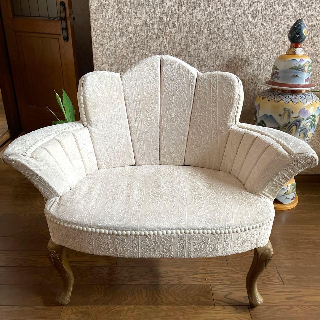 【商品】ヴィンテージ　猫足　シェル型　ソファチェア　撮影用