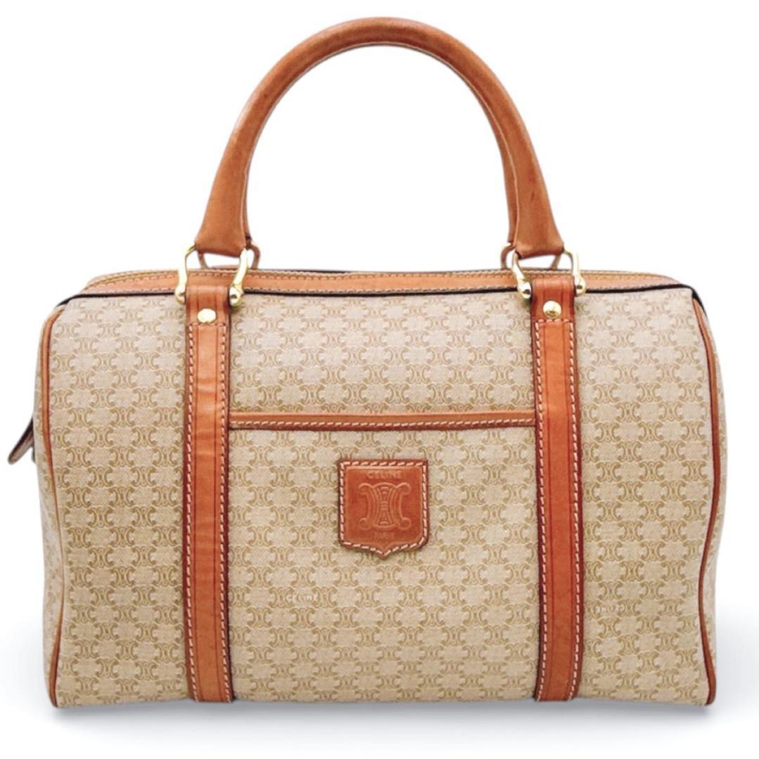 CELINE セリーヌ マカダム ハンドバッグ ボストンバッグ ベージュ