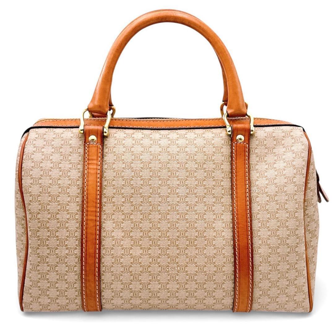 CELINE セリーヌ マカダム ハンドバッグ ボストンバッグ ベージュ