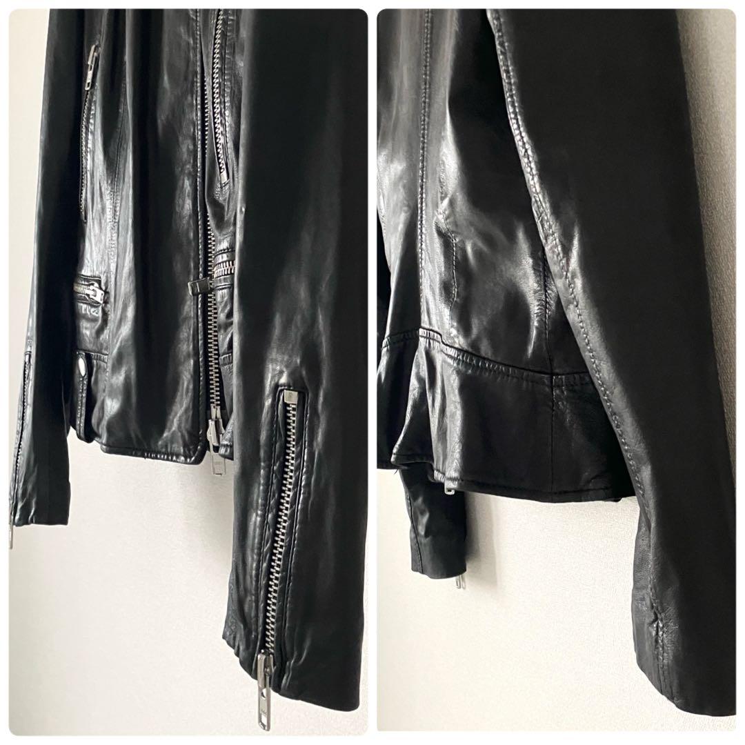 スワード Sword ラムレザー ライダースジャケット 42 ブラック