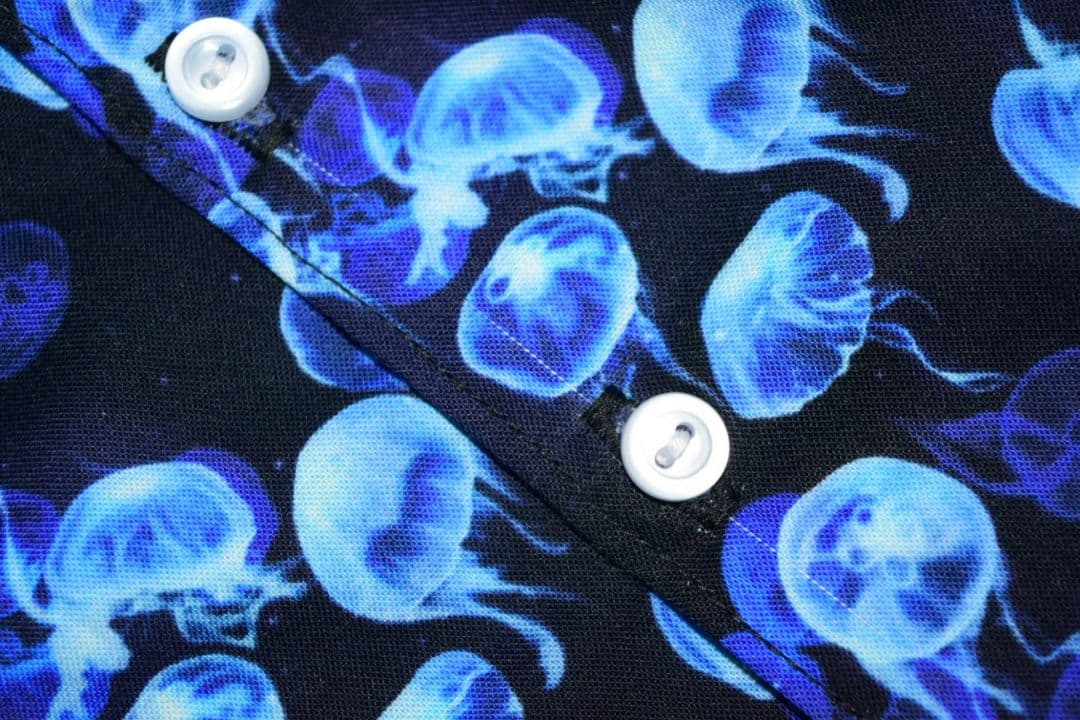 1/3ドール用オバケ袖シャツ お茶会柄(紫)ネックレスセット