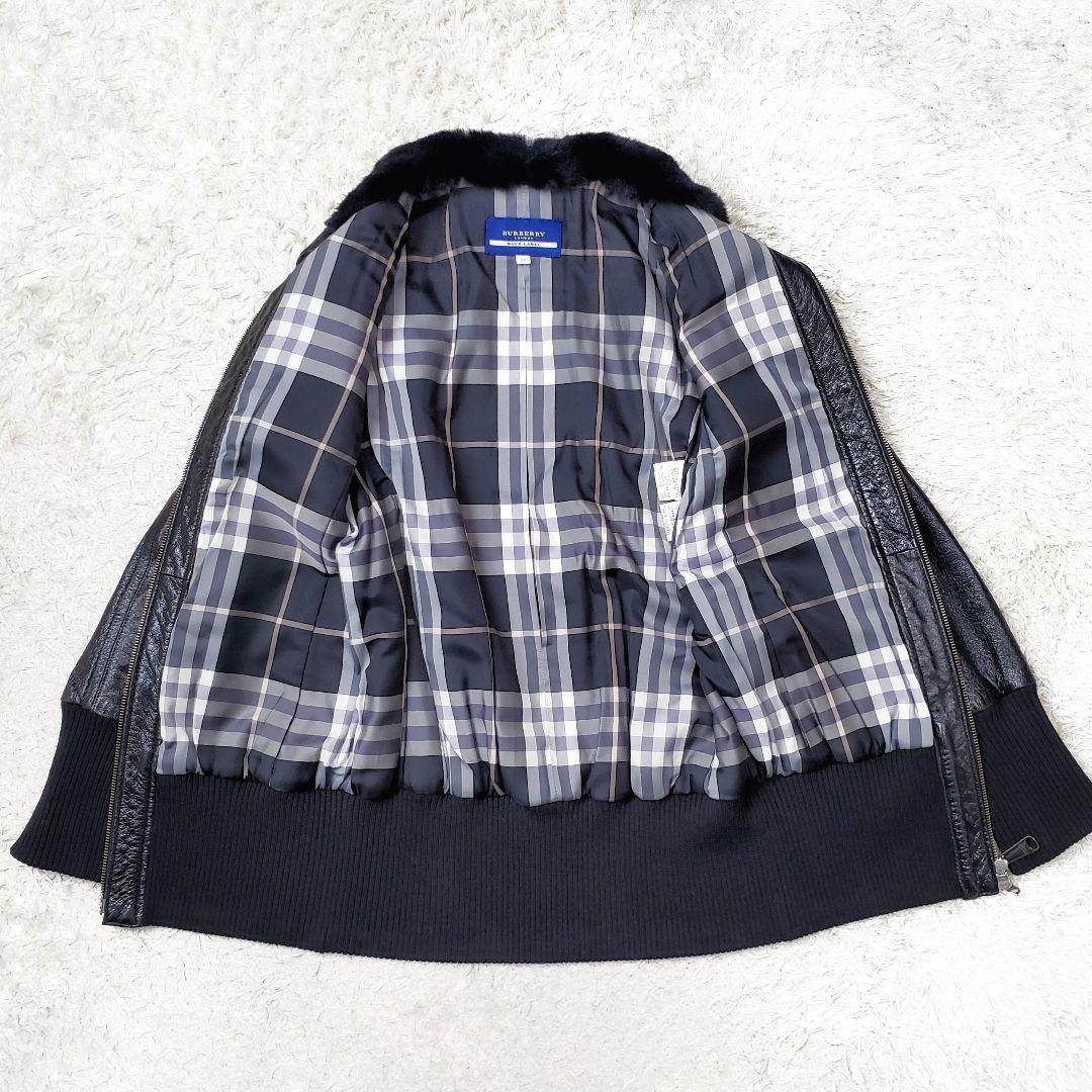 希少✨極美品 バーバリーブルーレーベル レザージャケット ファー襟 ノバチェック