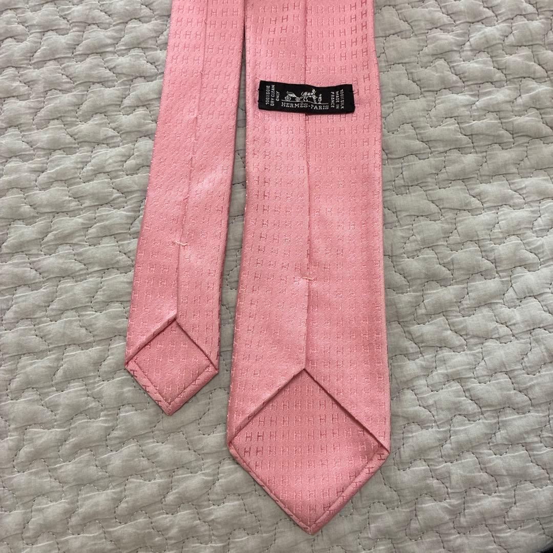 HERMES Hパターン ピンク ネクタイ