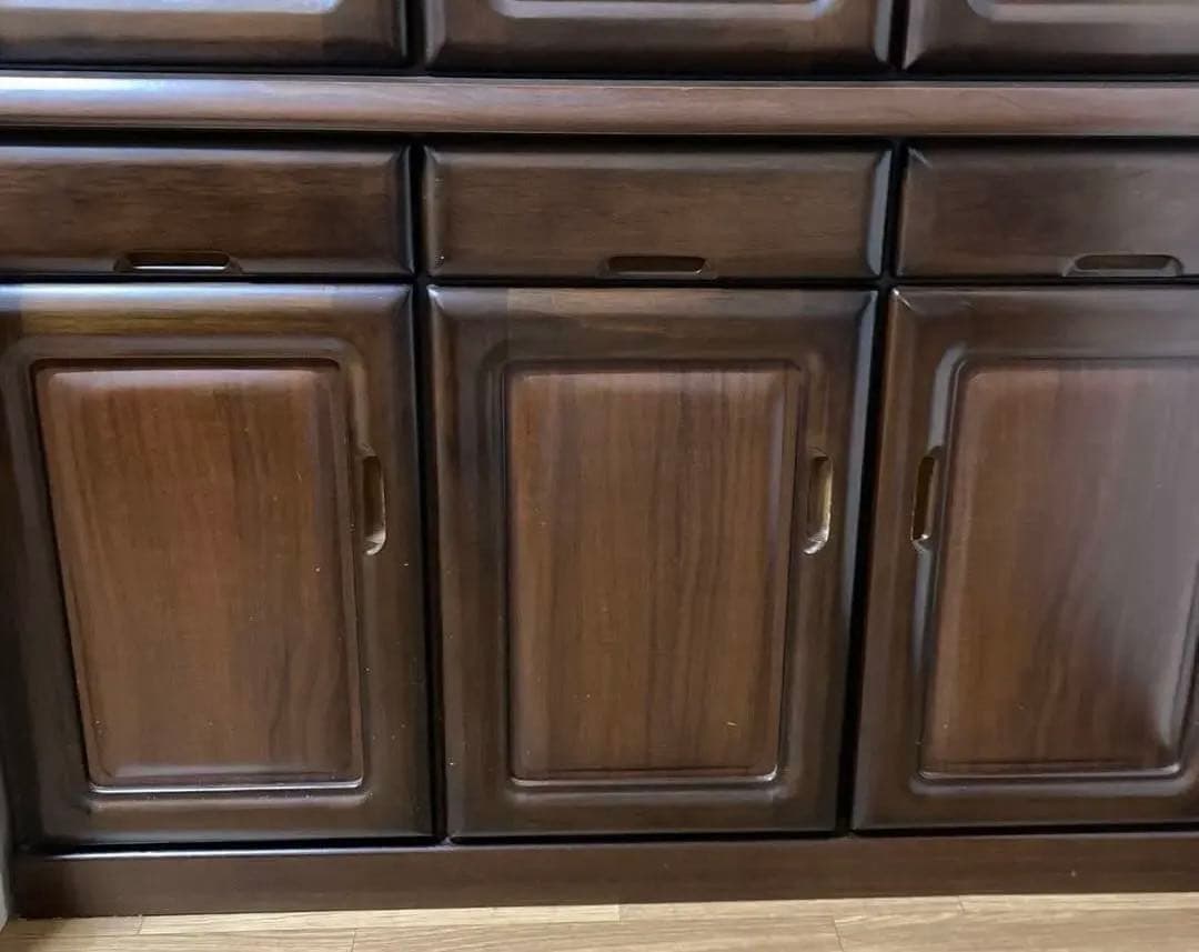 【2／7まで出品】食器棚　キャビネット　アンティーク　ガラス扉付　昭和レトロ