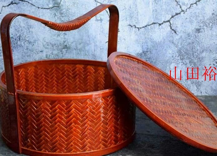 竹編細工籠 自然竹の編み上げ 茶籠]