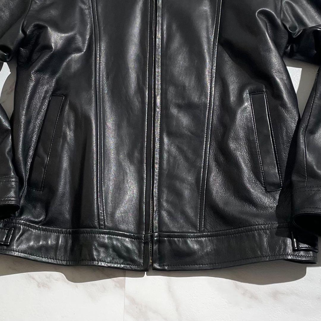 【美品✨希少】ライダースジャケット 鹿革 XLサイズ ブラック イタリーモード