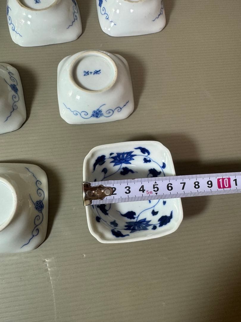 2893 深川製磁　染付唐草蓮花紋　小鉢　10客　6cm 時代物