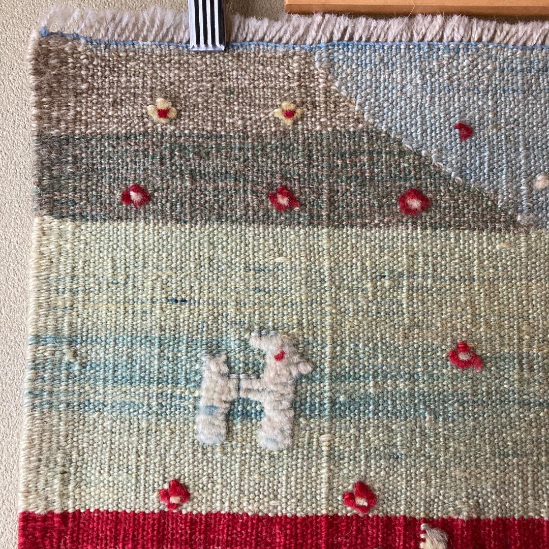 風景のキリム イラン ギャッベ カシュガイ族 動物 魚 遊牧民