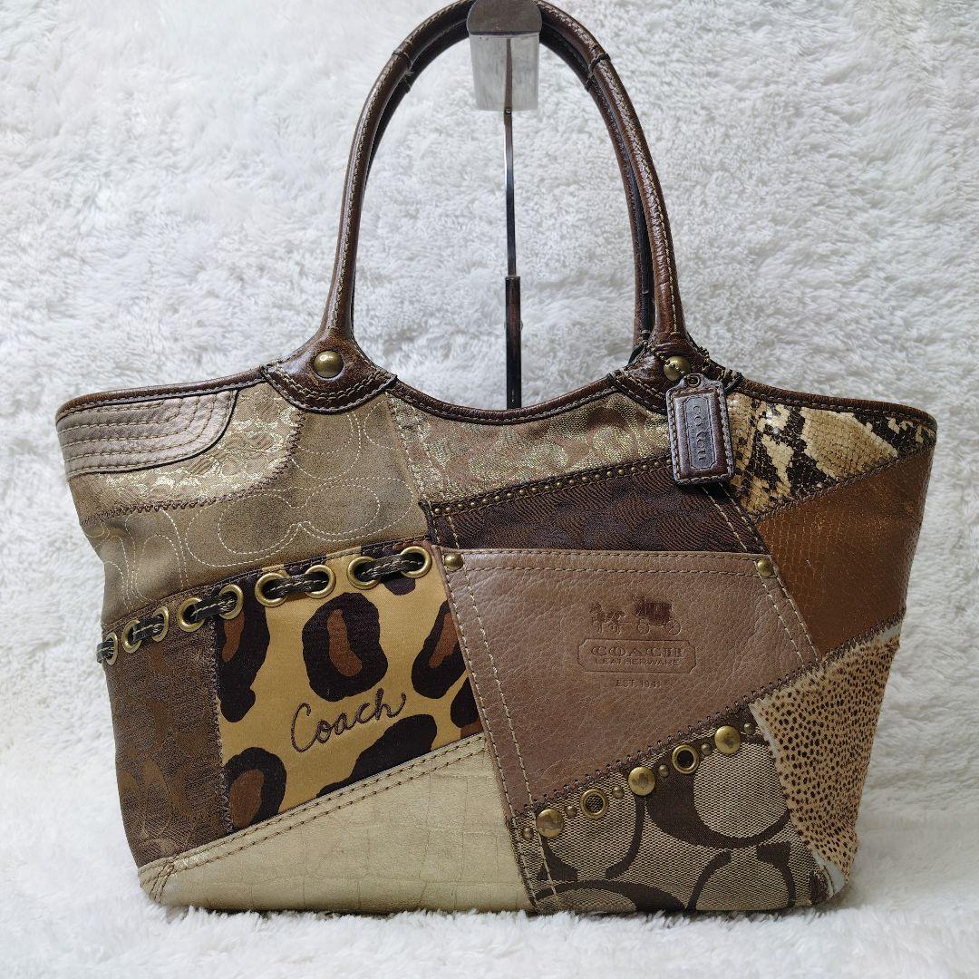 COACH コーチ トートバッグ ブリーカー　パッチワーク 異素材 シグネチャー
