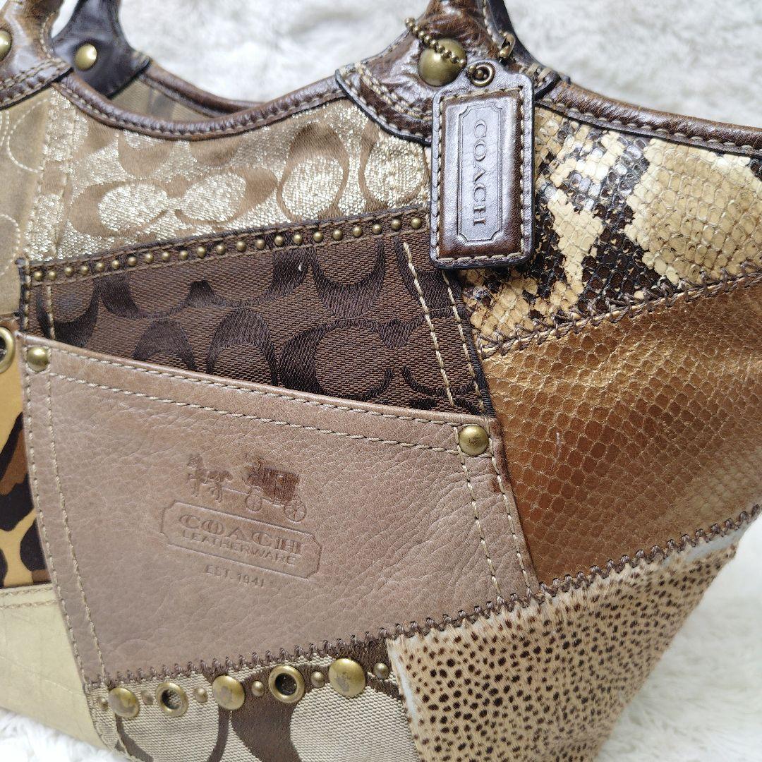 COACH コーチ トートバッグ ブリーカー　パッチワーク 異素材 シグネチャー