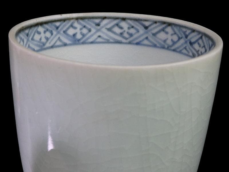 古伊万里　青磁　大振蕎麦猪口　江戸期　AS-fbvm