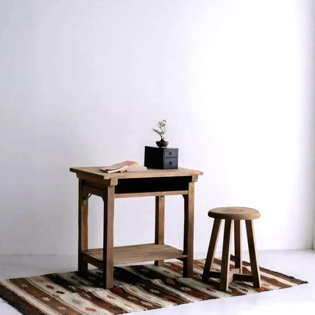 ラワン 杉 無垢材 サイドテーブル　勉強机　アンティークテーブル　古家具