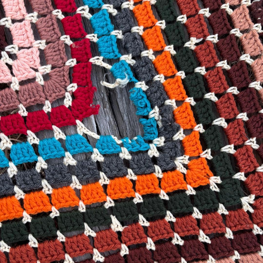 【USA vintage】 グラニーブランケット グラニースクエア ラグ