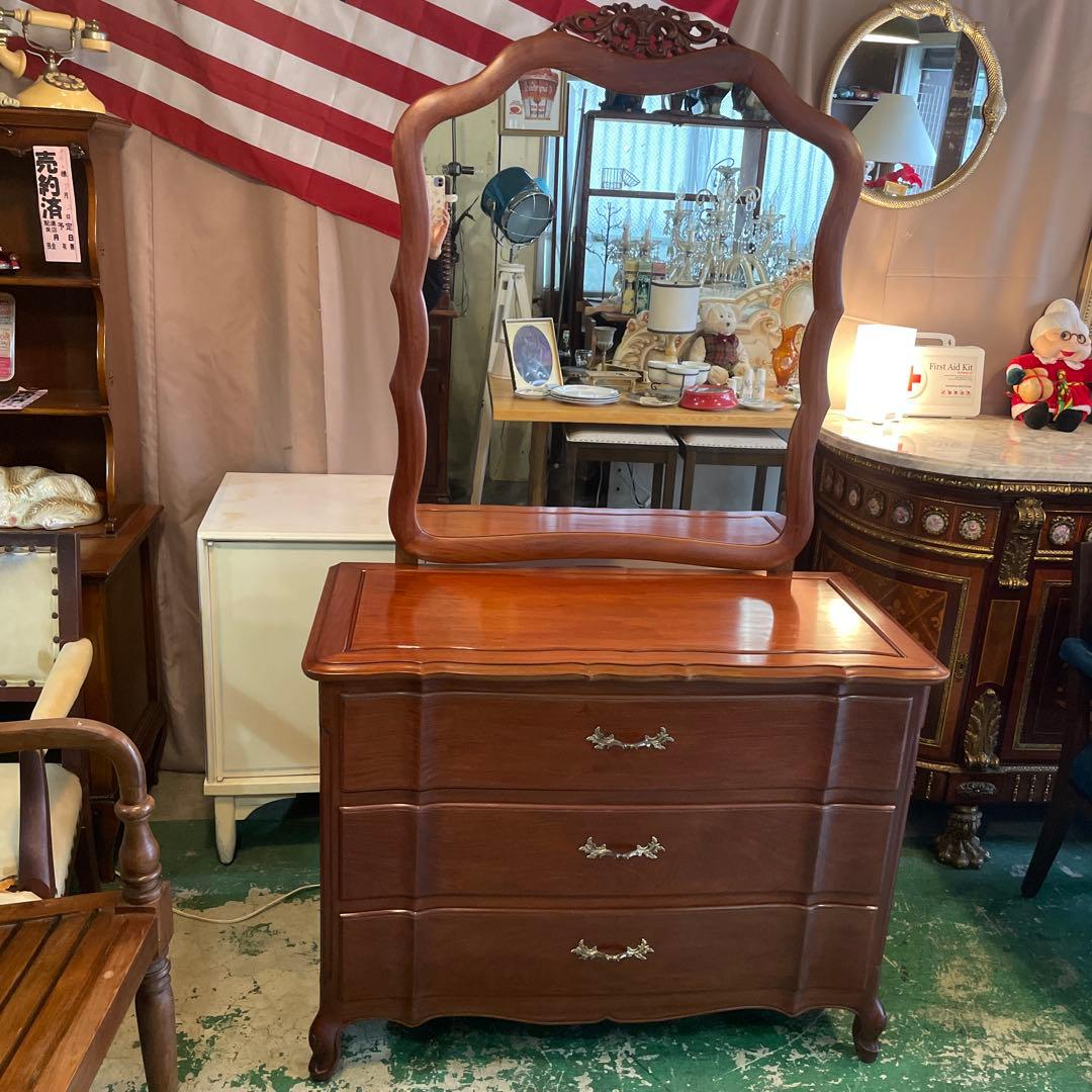 アンティーク・マホガニー・ミラーチェスト