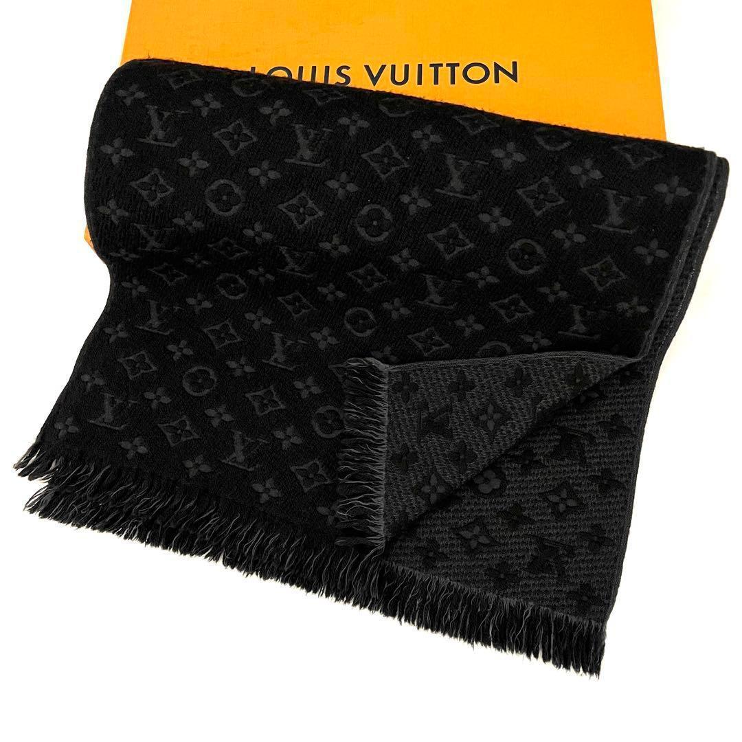 極上美品✨箱付ルイヴィトン マフラー モノグラム エシャルプクラシック黒ブラック