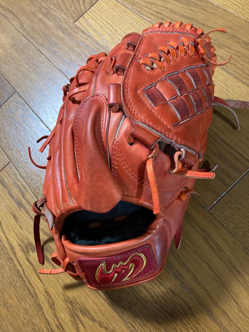 硬式グローブ　投手用　赤　Zeemsジームス　限定オーダー品　三方親シリーズ