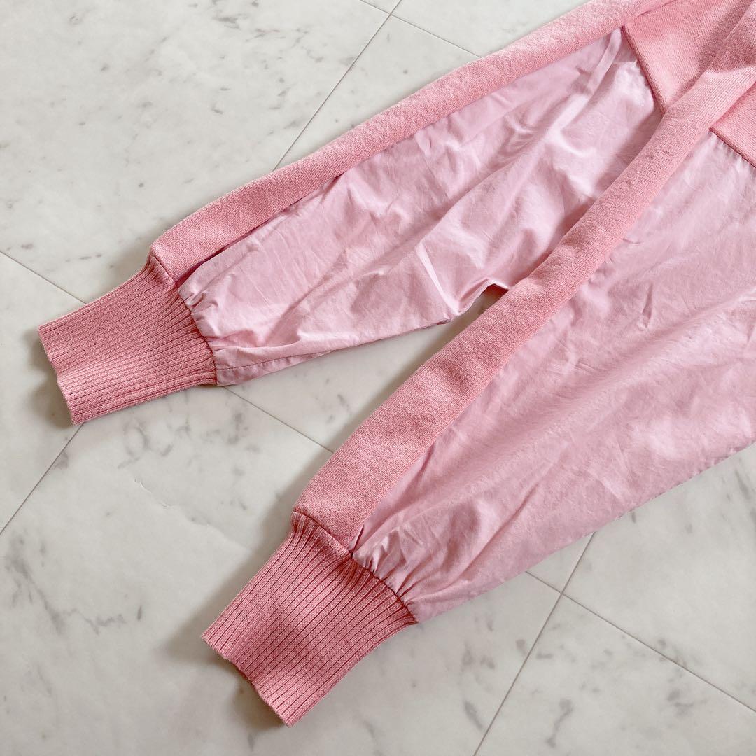 美品　ビアズリー　シャツコンビモックネックニット　春色　桜色