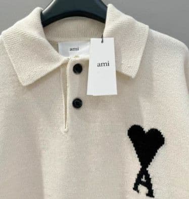 AMI PARIS ホワイト ニット セーター ポロニット L