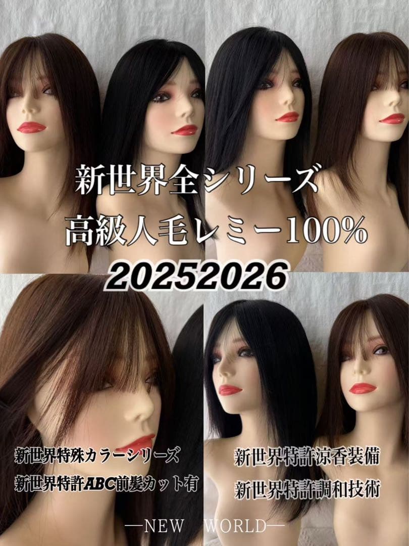 2025新世界　人毛100%　ウィッグ　フルウィッグ　シルクスキン　医療ウィッグ