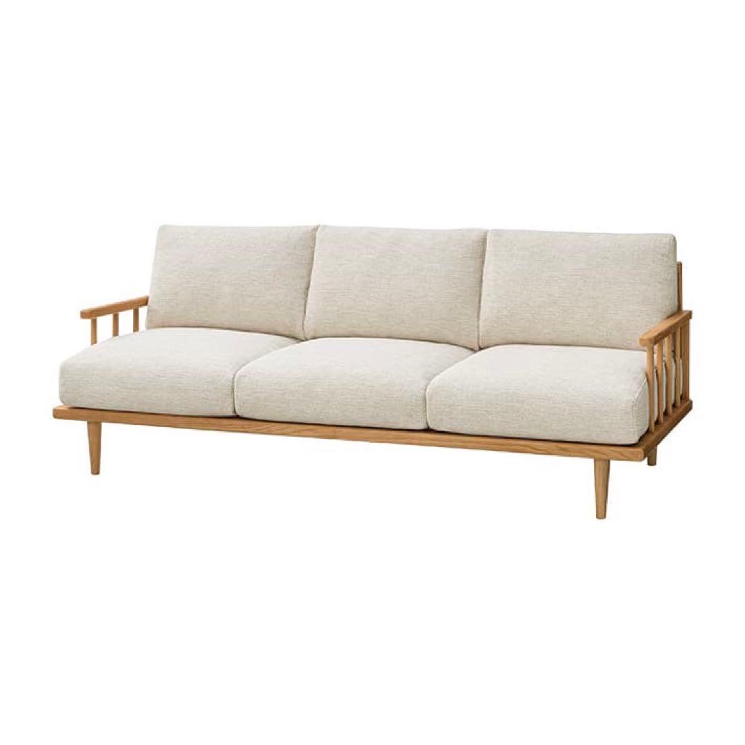 人気アイテム　unico SIAL　3人掛けソファ　カバーリング　ナチュラル