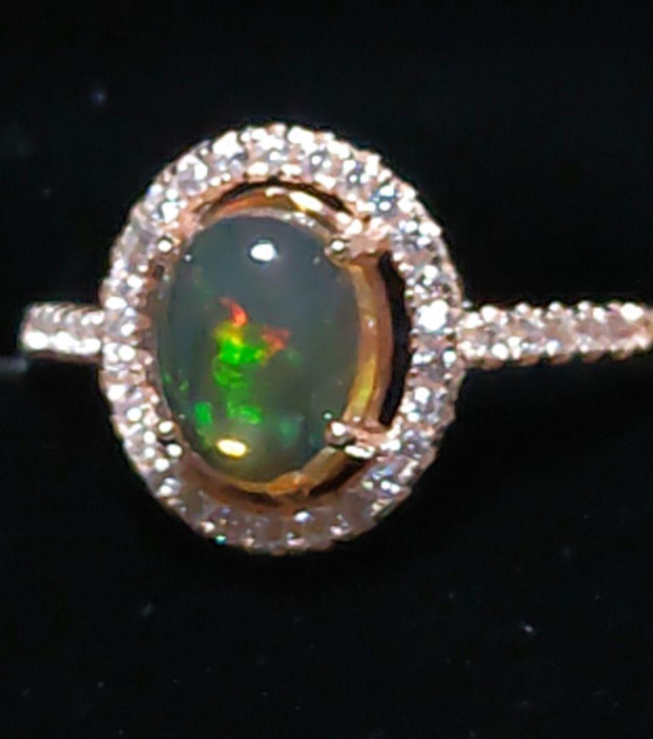 華やか！メキシコ産ファイヤーオパール　925SV PG フリーサイズ