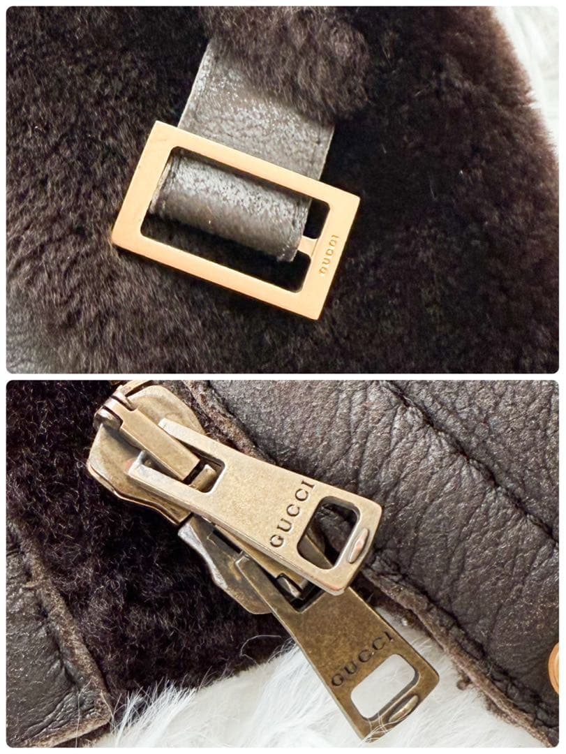希少 GUCCI トムフォード期 ムートンコート 羊革100% ブラウン 38