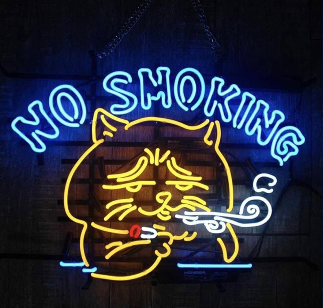 オリジナル　ネオン管 NO SMOKING 猫 キャラクター 看板　オーダー