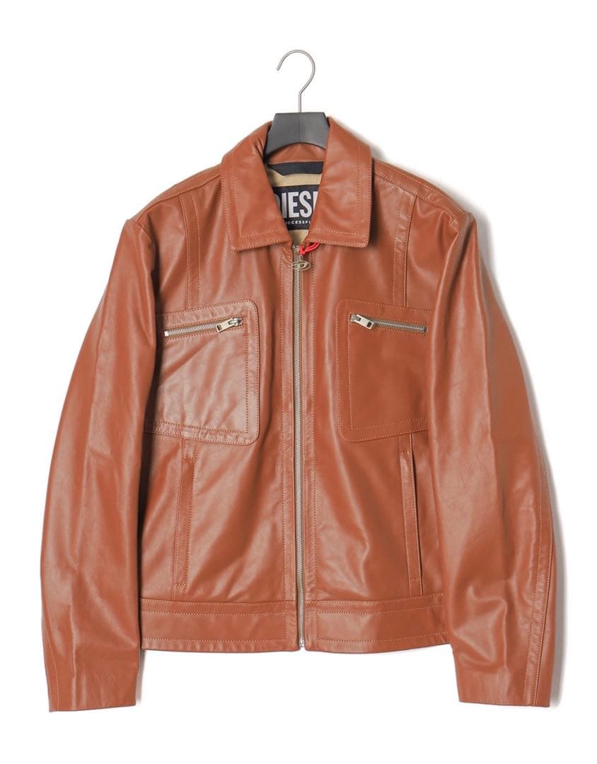 DIESEL ブラウン レザージャケット シングルライダースジャケット本革