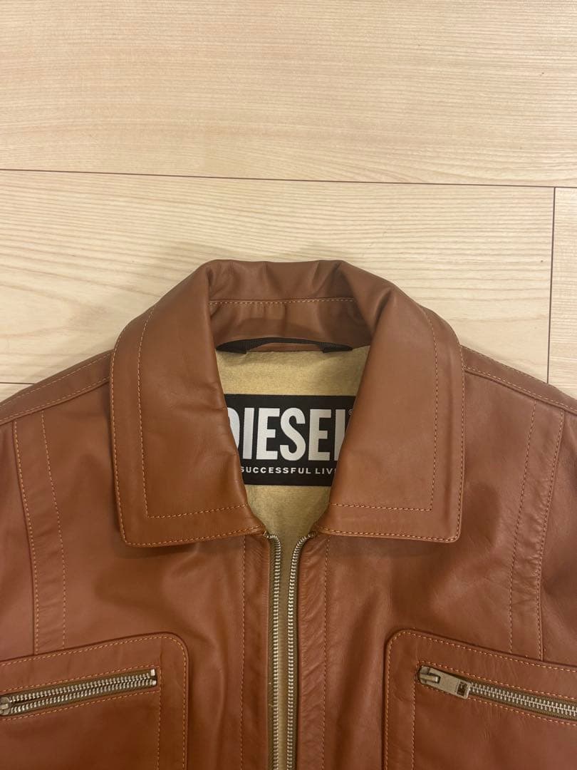 DIESEL ブラウン レザージャケット シングルライダースジャケット本革