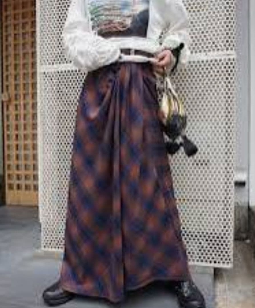 アメリ ヴィンテージ UND DRAPE CHECK SKIRT