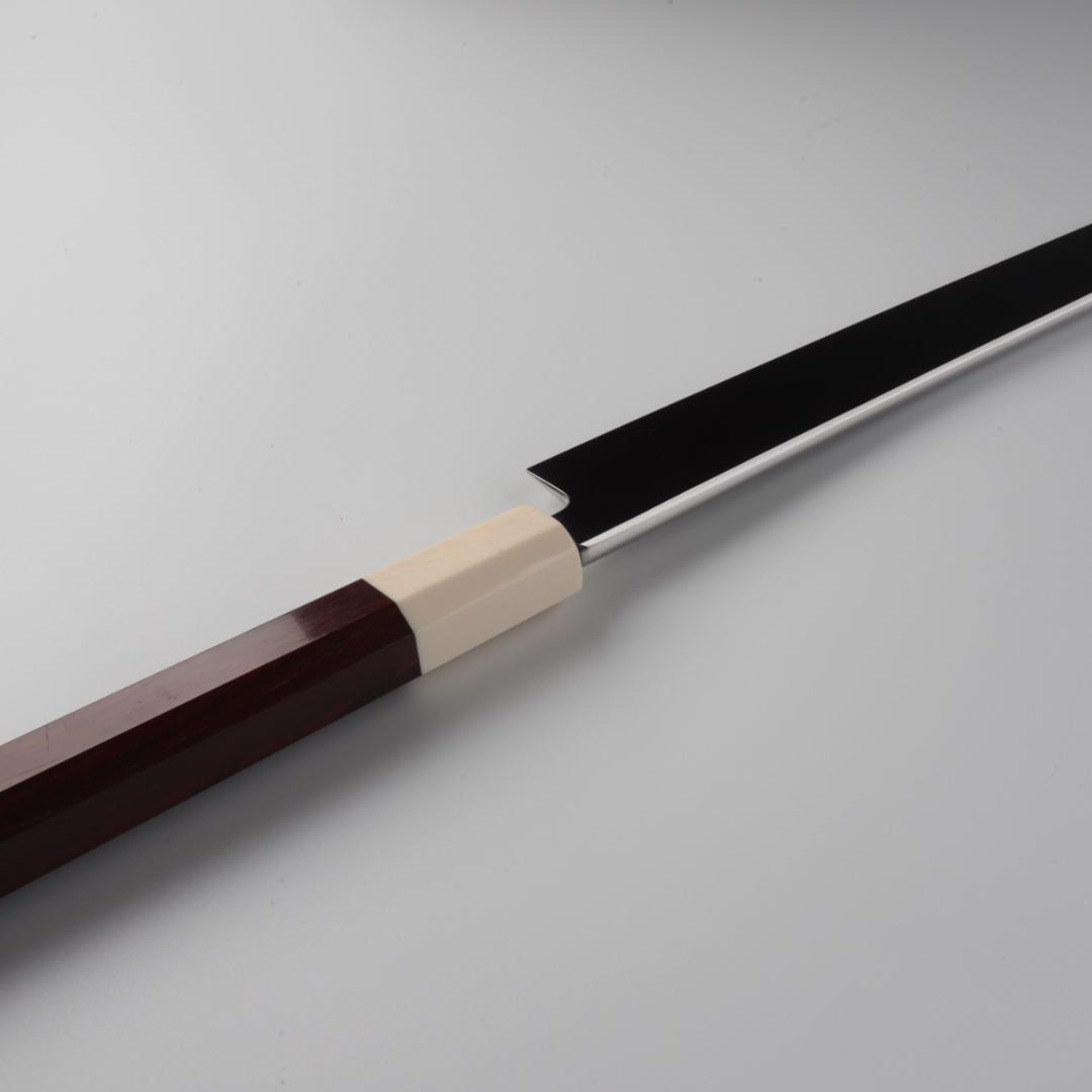 梵静刃物マグロ包丁刃渡700mm鏡面仕上げ 刺身包丁反りスネークウッド柄 鞘付き