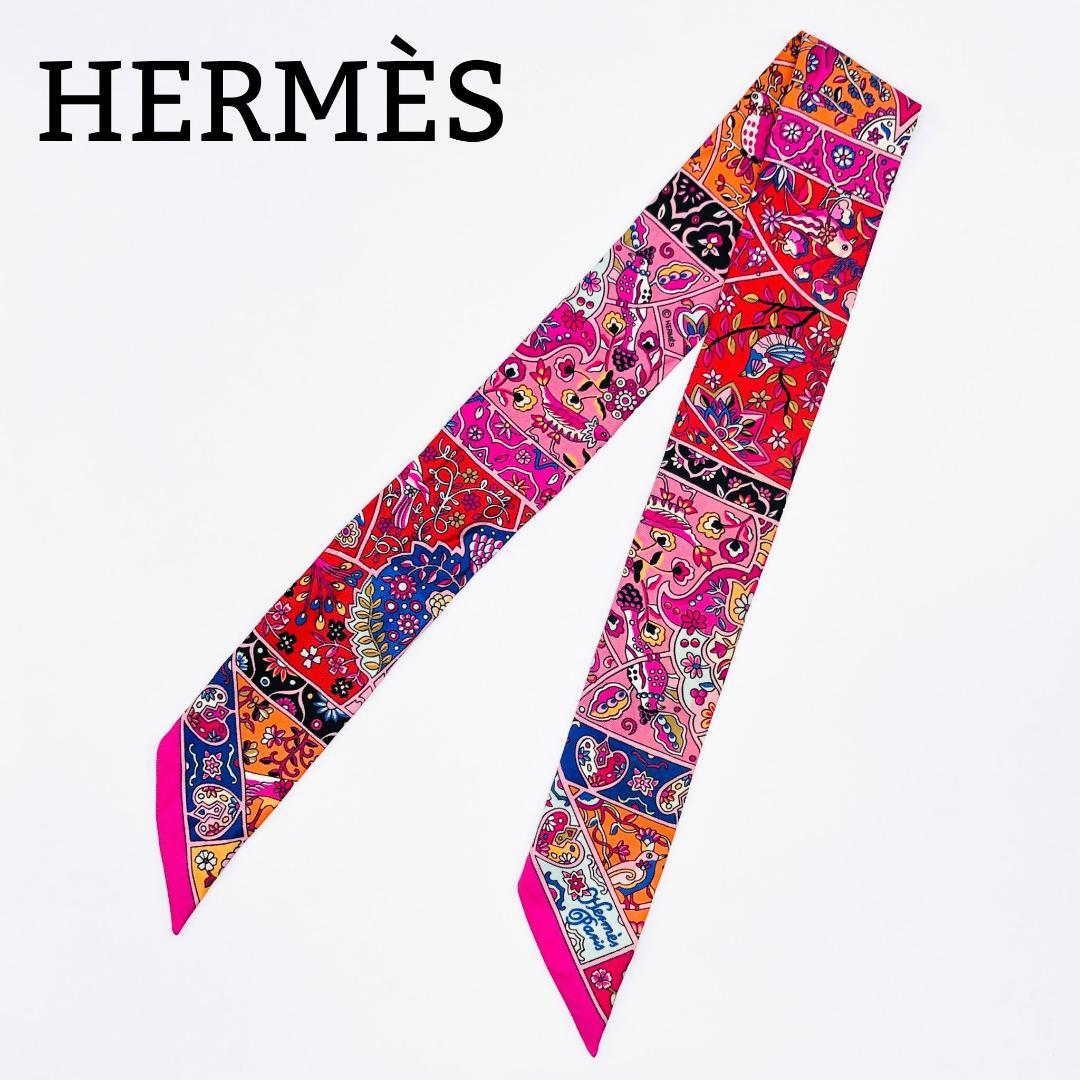 エルメス HERMES ツイリー 花咲く鳥たちの国で スカーフ タグあり 美品
