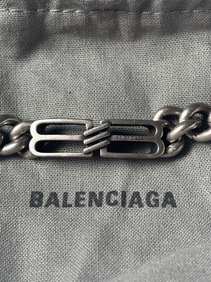 【美品】BALENCIAGA ブレスレット BB ICON シルバー Lサイズ