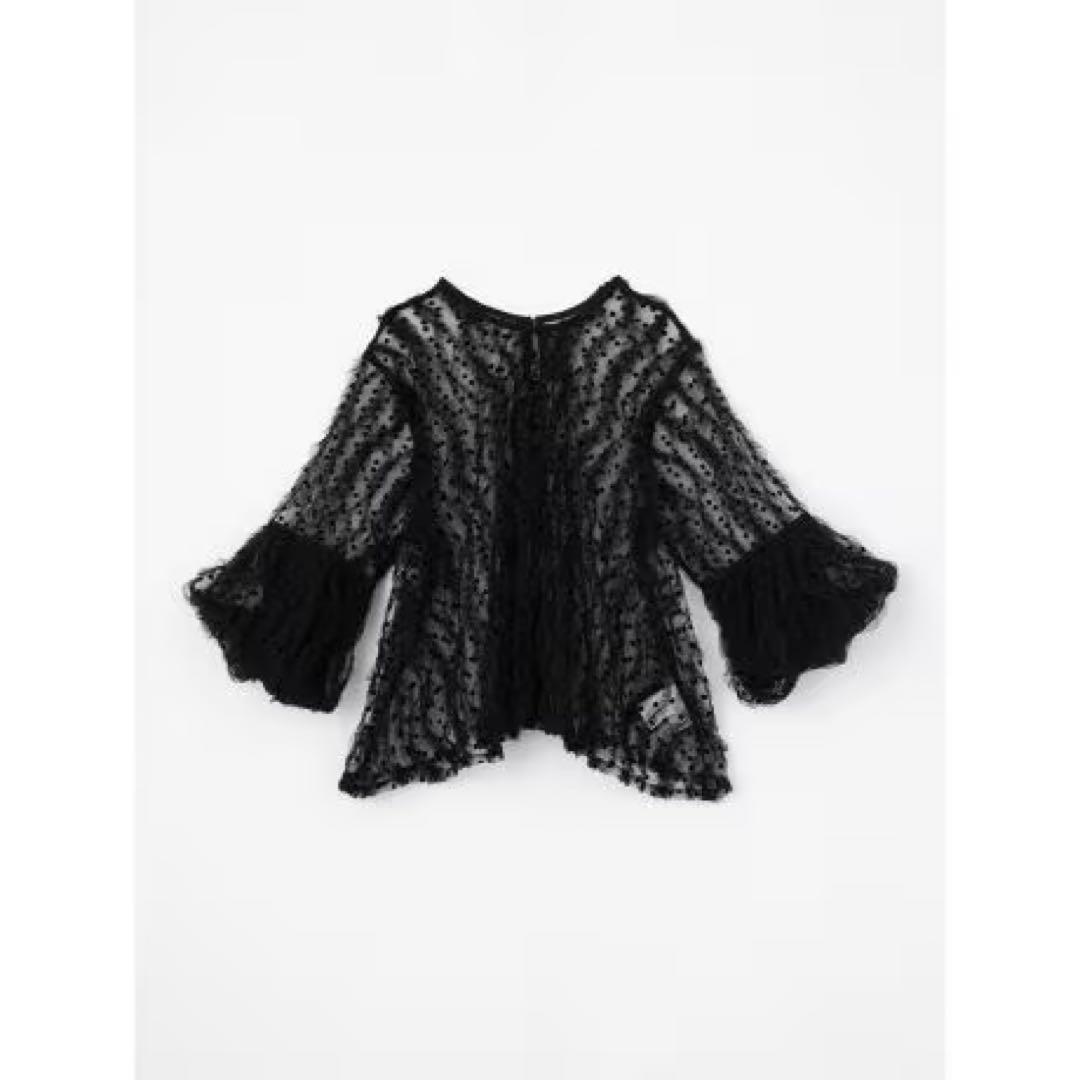 新品 ヤマダヤ ample アンプル フロッキードットチュールブラウス