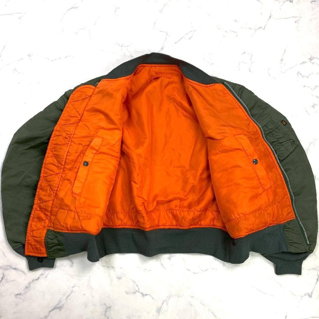 90s USA製 ALPHA MA-1 フライトジャケット カーキ L　D927