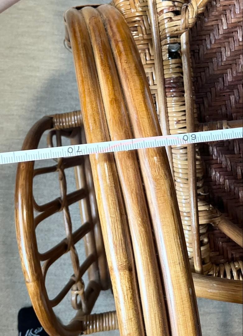 ラタン リクライニングチェア 足置き付き