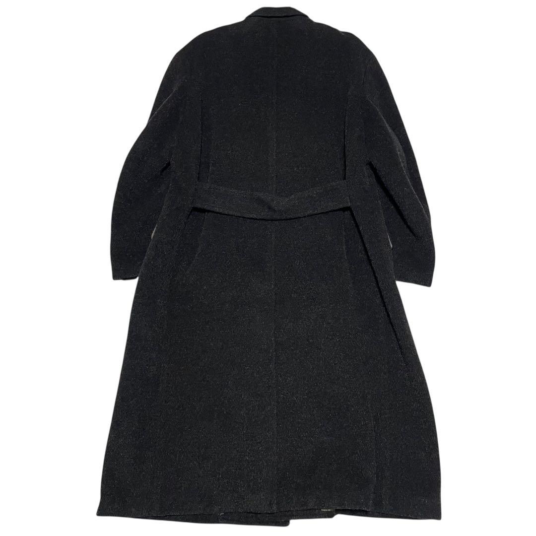 モヘヤ30%【vintage】マキシ丈チェスターコート チャコールグレー XL