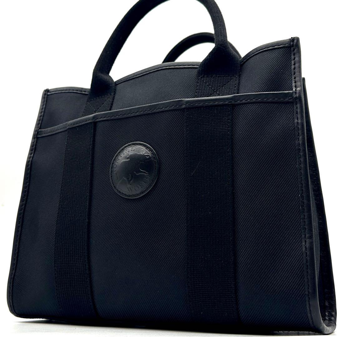 極美品 ハンティングワールド キャンバストート サファリトゥデイ レザー 黒