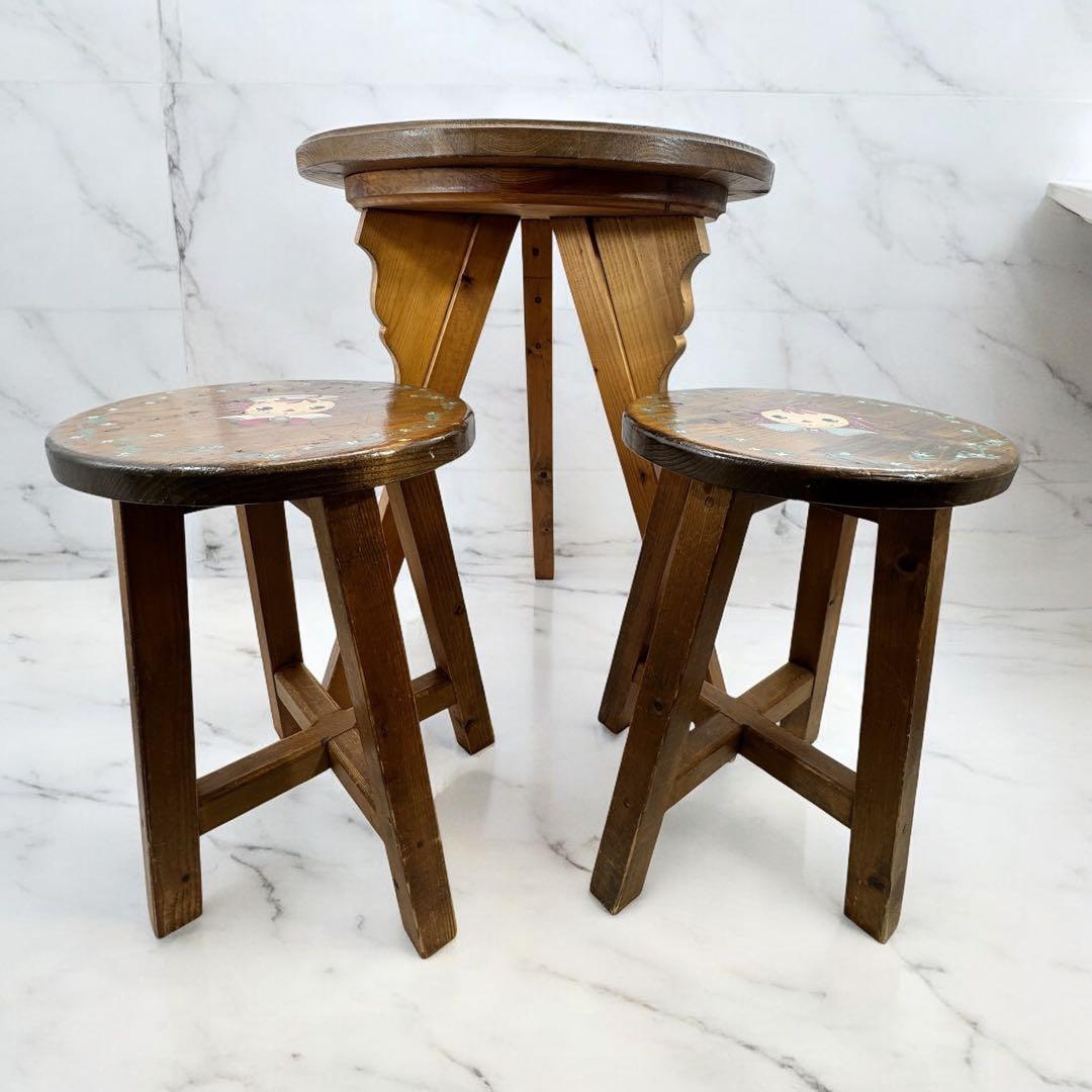 ラガディ アン&アンディ トールペイント 木製 テーブル&スツール２脚 セット